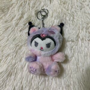 Kuromi Sanrio Plush Bag Charm Keychain Purple Kawaii Cute Coquette Goth